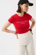 Thanks God Baskılı Likralı Crop T-Shirt resmi